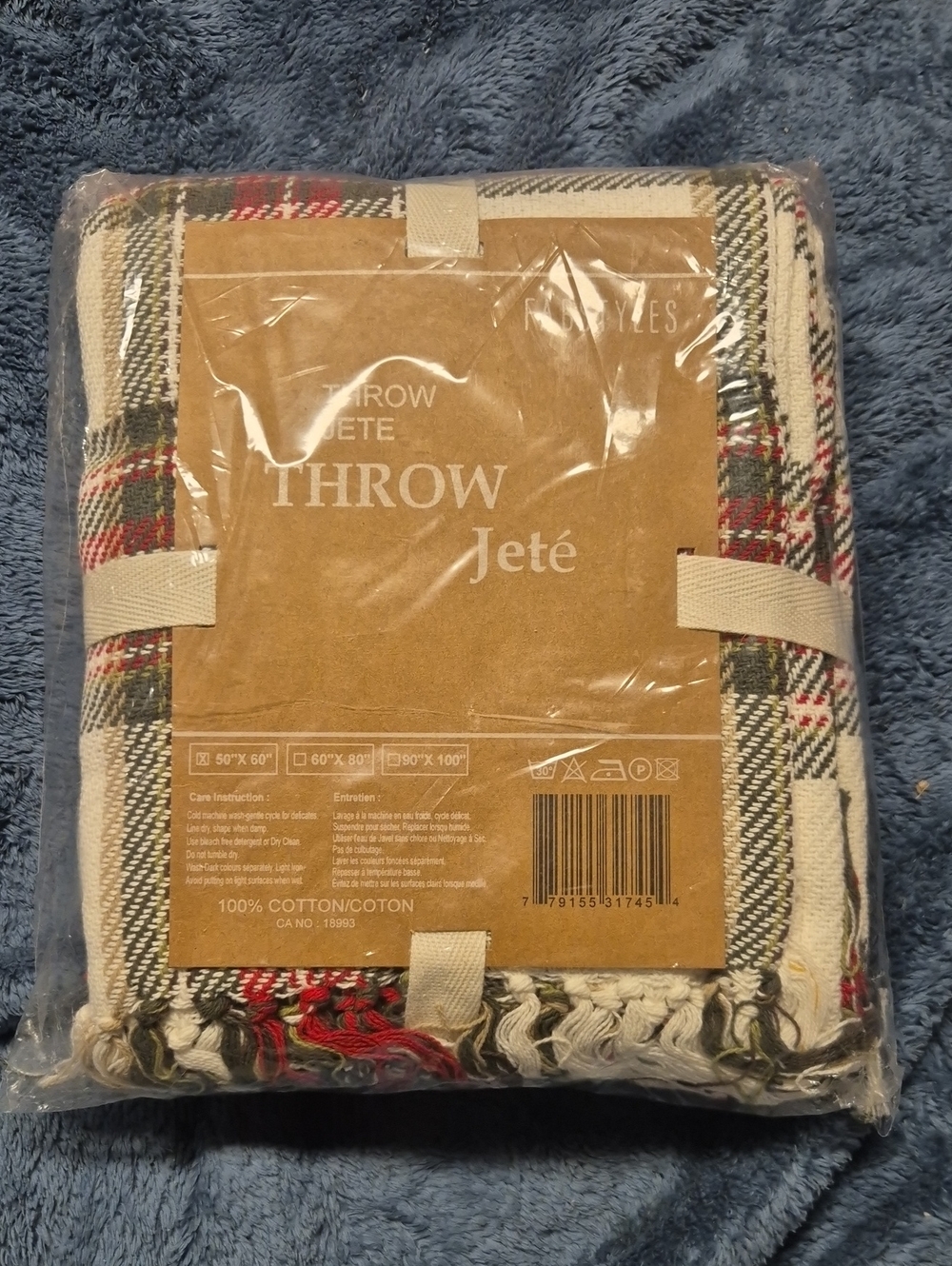 Fabstyles Plaid Cotton Throw Blanket - Red, Green Celebration Plaid Cotton Throw
